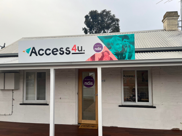 front of access4u mount barker office, white cottage building with access4u front sign