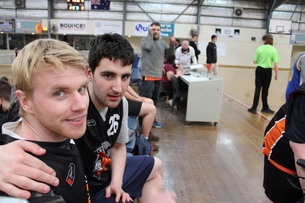 A4u customers Nick and Kurt at inclusive basketball game